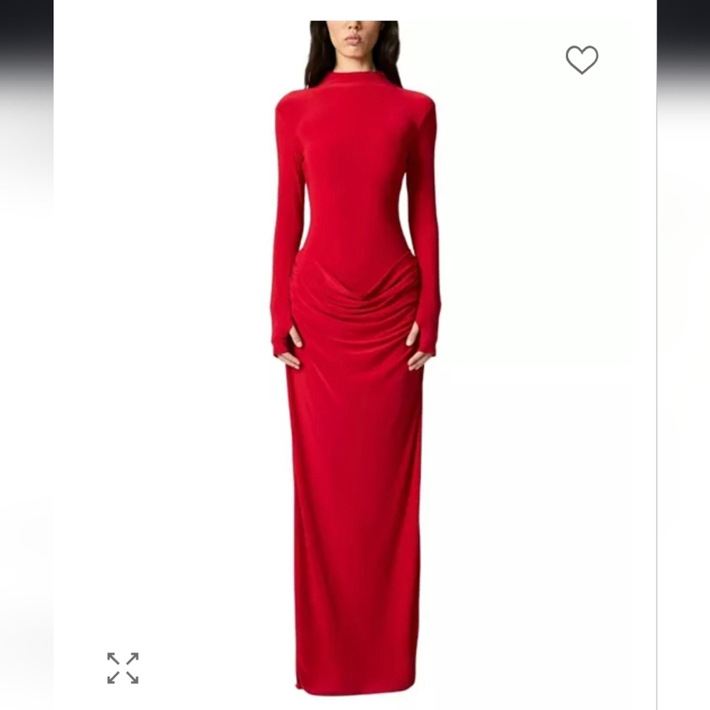 Chic Long Sleeve Red Dress